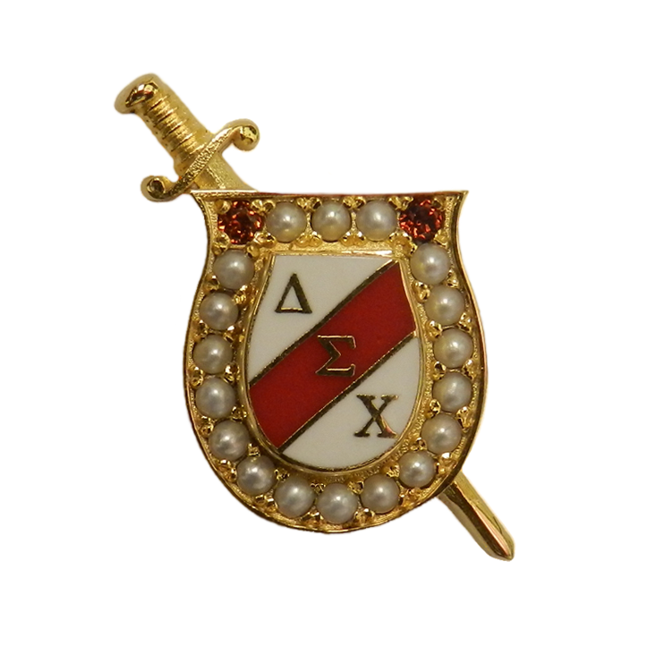 1920's Red Shield Badge with Stones & Pearls